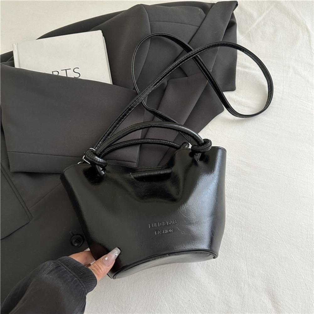 Korean Leather Bucket Bag Small Women’s Handbag Fashion Single Shoulder Bag  Female