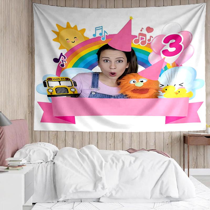 Ms.-Rachel Print Tapestry, Backdrop, Easy Setup, Ideal for Bedroom, Office & Living Room, with Aesthetic Wall Hanging Decor.