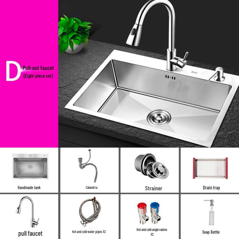 Large Countertop Vegetable Washing Sink - Brushed Handmade Thickened 304 Stainless Steel Single Bowl Undermount Basin