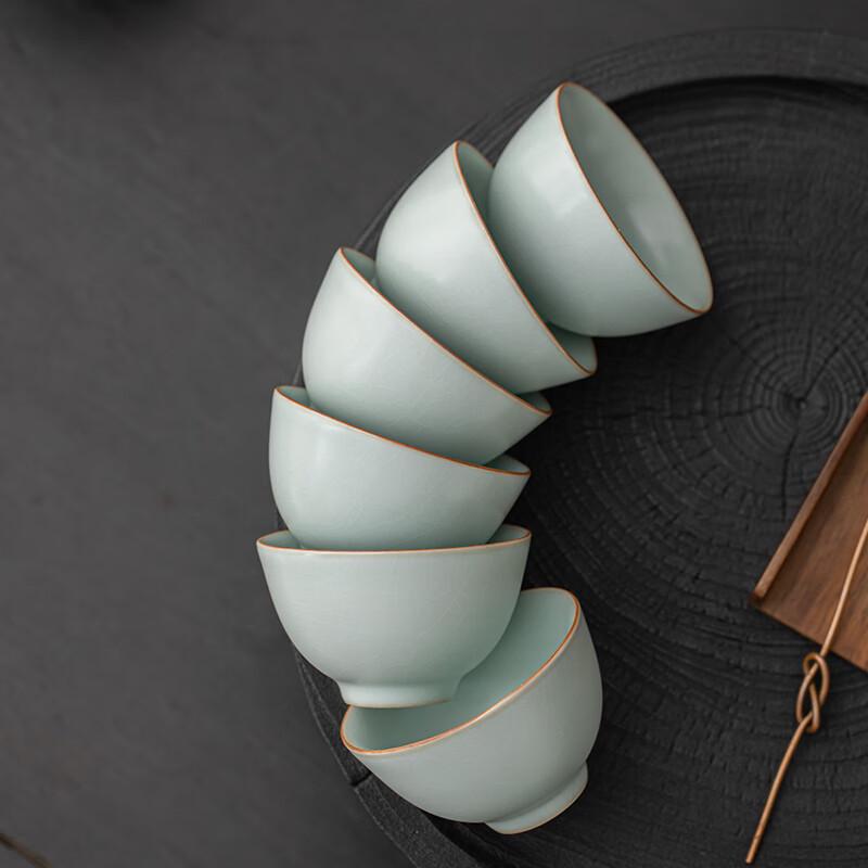 SUSHI CERAMICS Ru Kiln Crackle Glaze Teacup Set