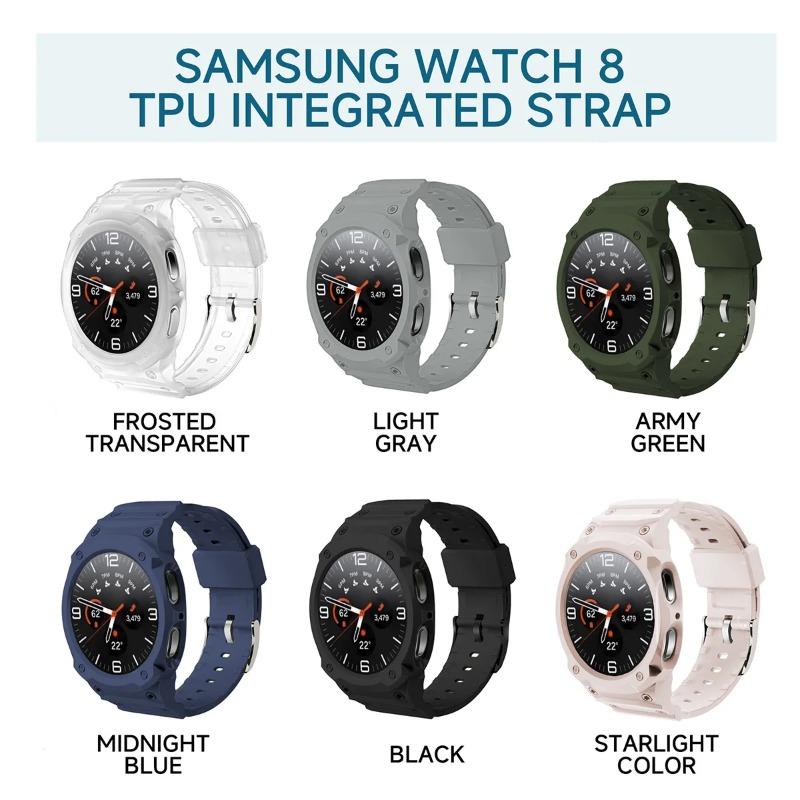 Silicone Strap Case For Samsung Galaxy Watch 8 40mm 44mm Band Bracelet Wristband for Galaxy Watch 8 TPU Protect Cover Integrated