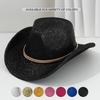 Unisex Elegant Brushed Top Hat YK Style Cowboy Hat, Metal Round Accessories Belt Bonfire Party