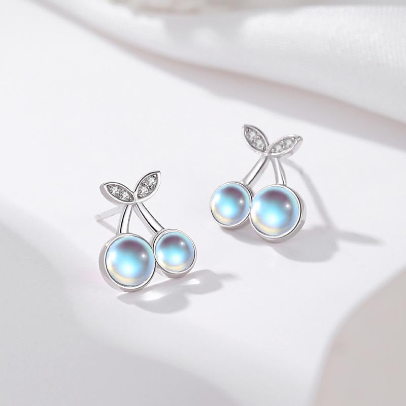 

Baoyilong S925 Sterling Silver Cherry Earrings for Women - Sweet, Fresh, Korean Style Jewelry 925 Silver платиновий