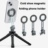 Collapsible Metal Phone Holder Featuring Magnetic Locking System Double Orientation Shoots Cold Shoe Expansion Interface
