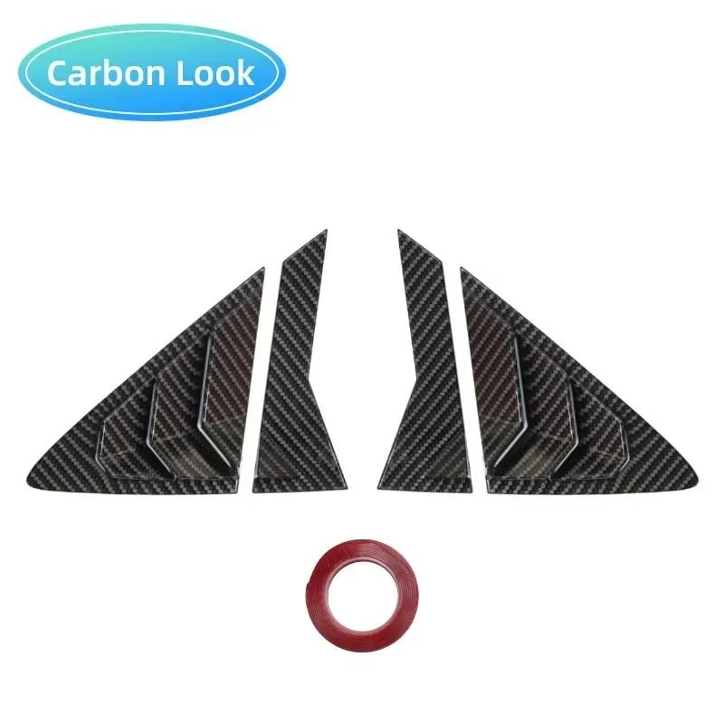 For Hyundai Verna 2010--2016 2Pcs Car Rear Window Side Vent Shutter Louver Cover Trim Black Carbon Fiber Exterior Accessories