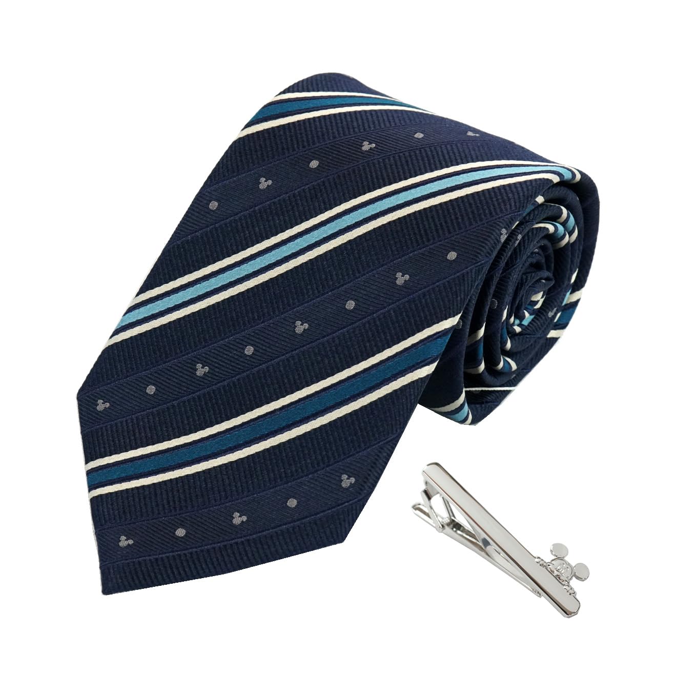 

Disney Mickey Mouse Tie Tie Bar Set Navy x Blue Includes Tie Clip and Gift & (DN917280 & Wa-09) -