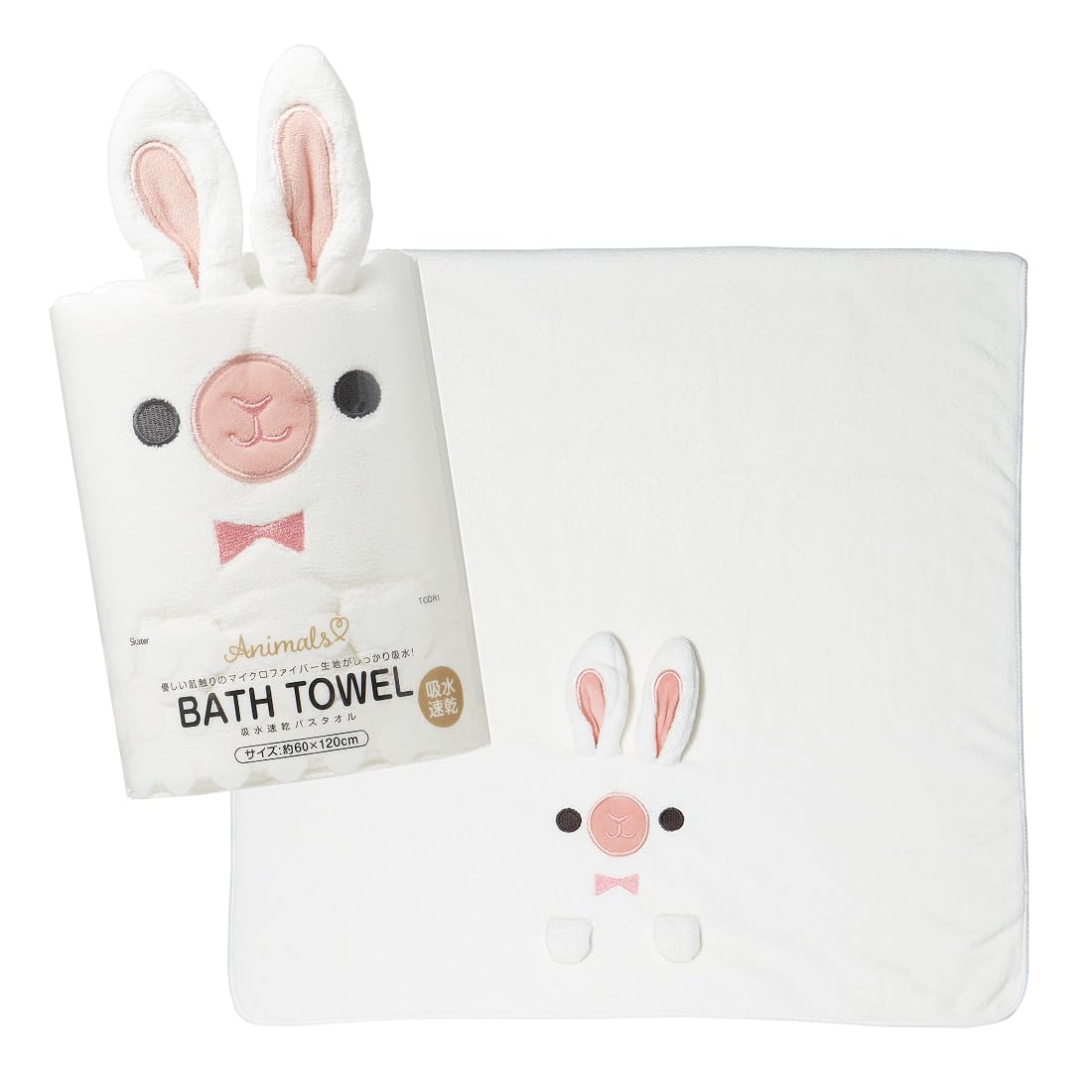 Skater Bath Rabbit 60cm x Absorbent, Quick-Drying Towel, Animals, 120cm, TODR1-A