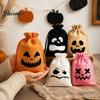 Decorative Gift Packaging 5Pcs Halloween Candy Bags with Drawstring, Funny Ghost Pumpkin Print Pouches Themed Event Goodie for Party Favors And Trick