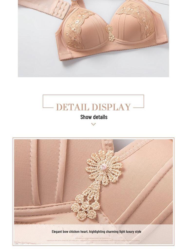 Shantou Women's Wire-Free Red Bra: Thin, Plus Size, Middle-Aged & Elderly, Adjustable, Side Support for Underarm Fat.