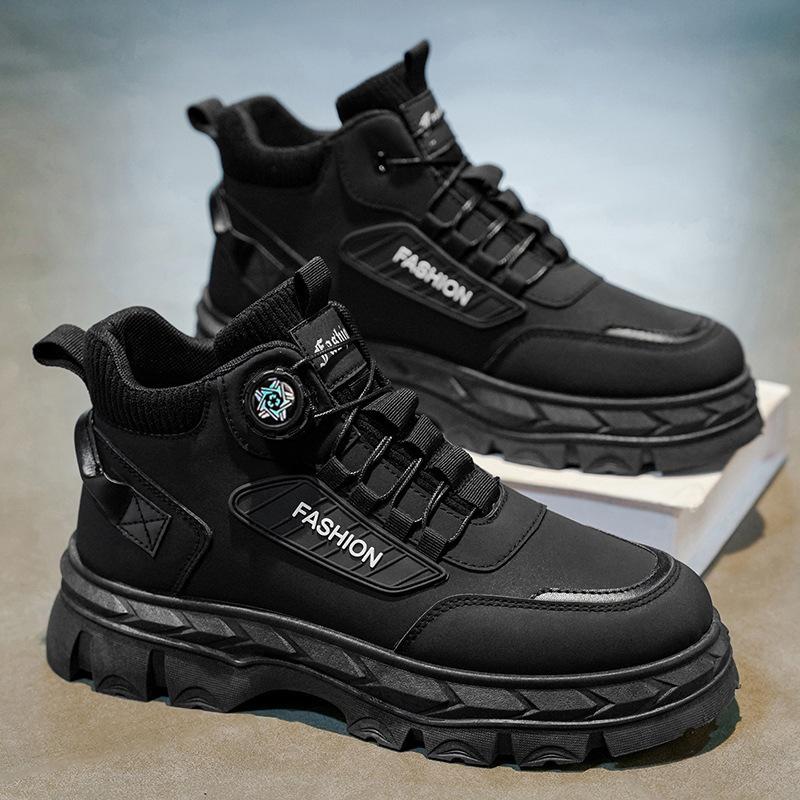 Winter single cotton Martin shoes rotating button lightweight velvet cotton shoes trendy sneakers
