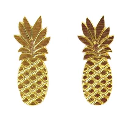 [Q6085] - Gold 'Pineapple' Handmade Earrings - 13x5 Mm