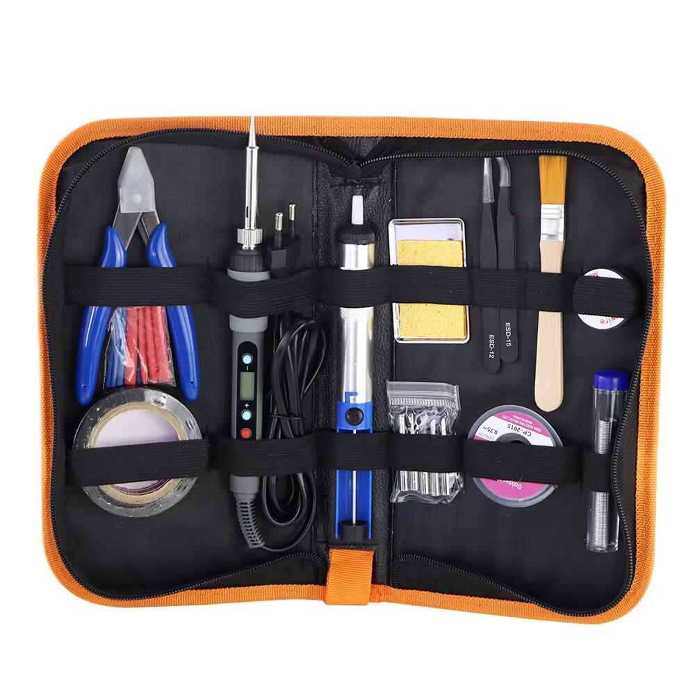80W With Switch Electric Soldering Iron LCD Digital Display Adjustable Temperature Solder Welding Desoldering Repair Tools Kit