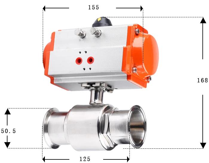 19-108mm Pipe 1.5" 2" -4" Tri Clamp 304 316L Stainless Steel Sanitary Ball Valve With Pneumatic actuator Homebrew