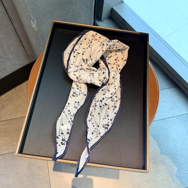 Trend versatile small fragrance style versatile floral triangle scarf stacked on top of niche sunshade scarf silk scarf accessories silk scarf