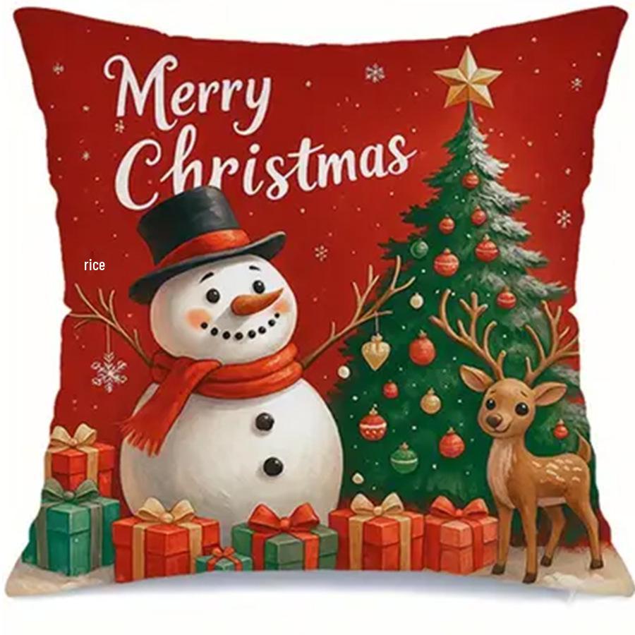 Christmas Tree & Snowman Pillowcase: Festive Decor for Bedroom or Living Room Sofa