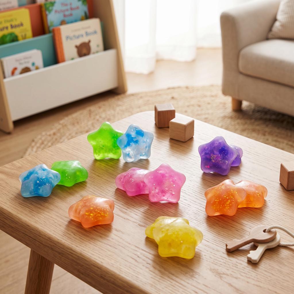 Star Shaped Maltose Stress Ball, 3.5cm, 15 Pack, Random Colors