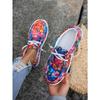 Women's Plus Size Floral Lace-Up Low-Top Sneakers, Casual Sport Shoes