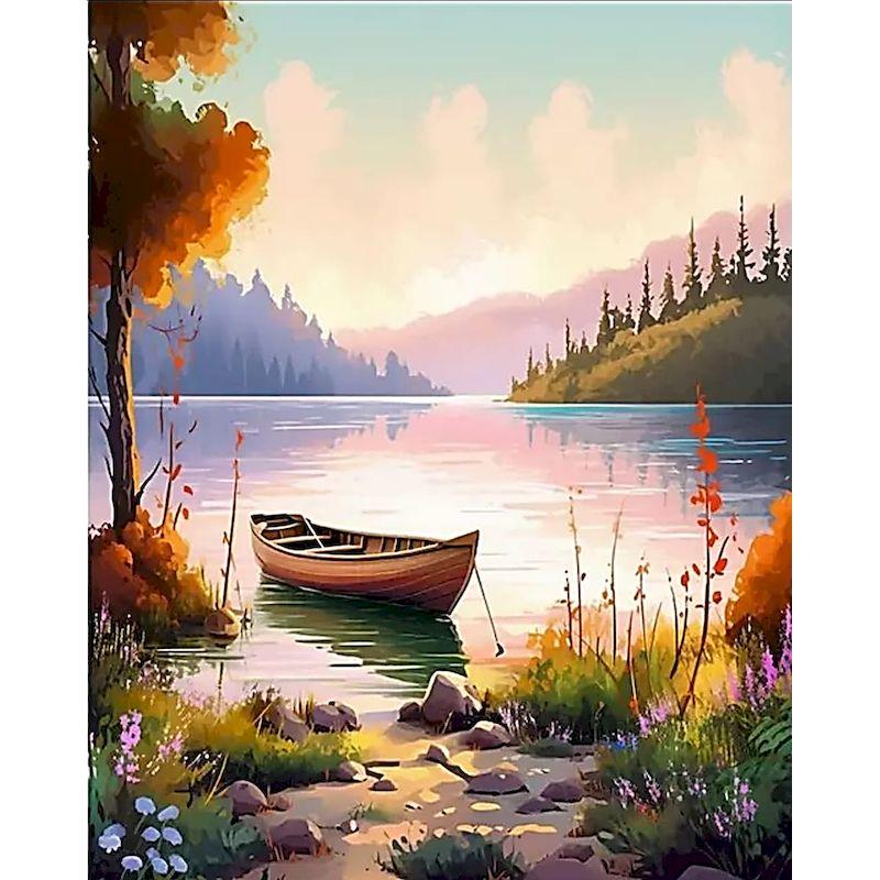 CHENISTORY Hand Painting Sailboat In Bedroom Living Room Landscape Painting By Numbers Kit DIY Artwork Canvas Home Decoration