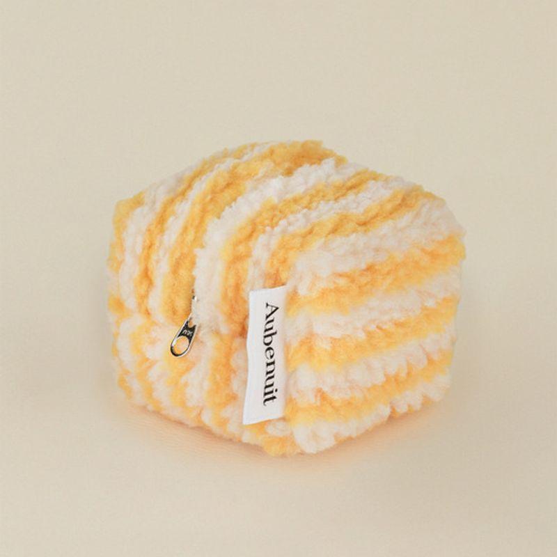 

Aube nuit Obnuit Wool Cube Pouch Keyring Stripe_Yellow S (Keyring can be added) No keyring