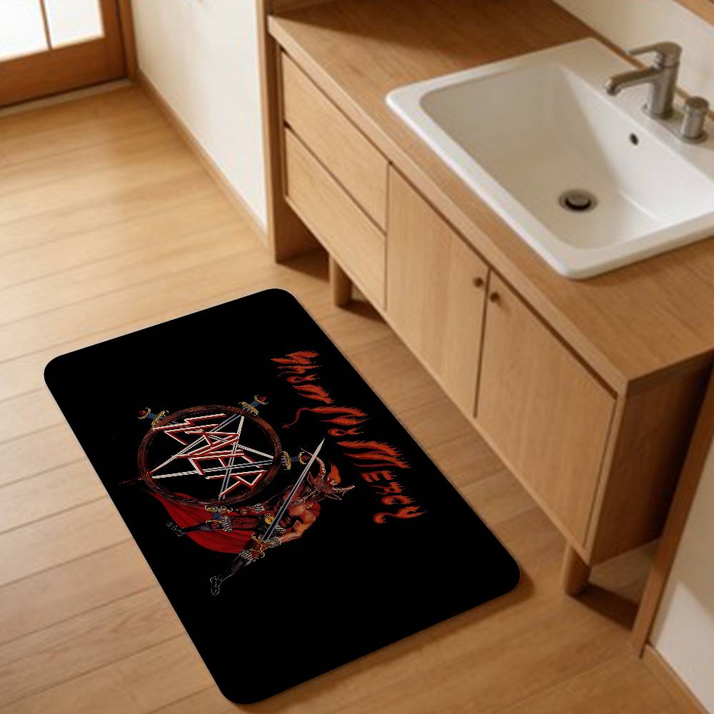 Heavy Metal S-Slayer Rock Band Room Mats Retro Multiple Choice Living Room Kitchen Rug Non-Slip Welcome Rug