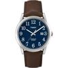 Timex Men's Easyreader Leather Strap 38mm Men's Standard Watch In Brown/Silver Tone/Blue.
