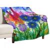 Wild Bouquet, Colourful & Vibrant Bunch of Flowers Throw Blanket Giant Sofa Cute Plaid Bed Covers Christmas Gifts Blankets