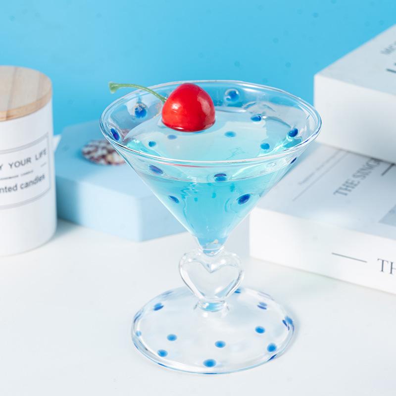 Colourful Dots Glass Hand Embellishment Gem Glass Champagne Wine Cocktail Glass Cup
