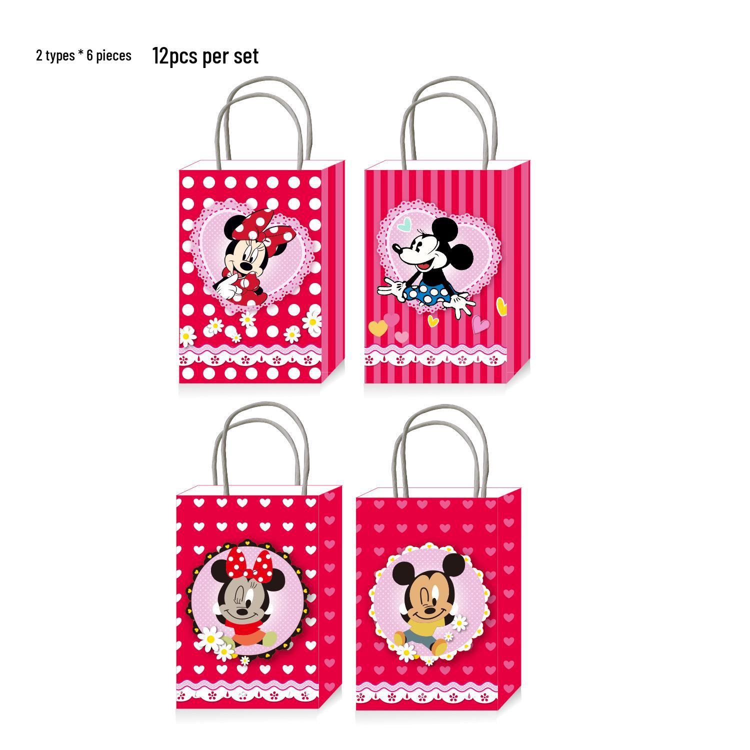 In Stock: Mickey & Minnie Themed Children s Birthday Gift Tote Bags - Kraft Party Bags