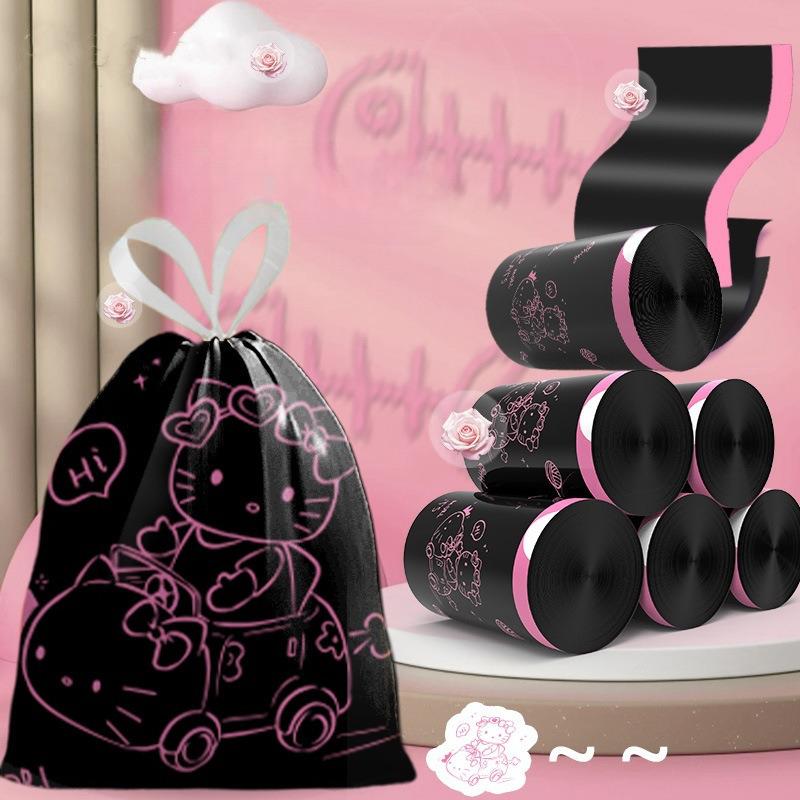 Hello Kitty Printed Drawstring Garbage Bags Thickened Scented Kitchen Trash Bags Roll