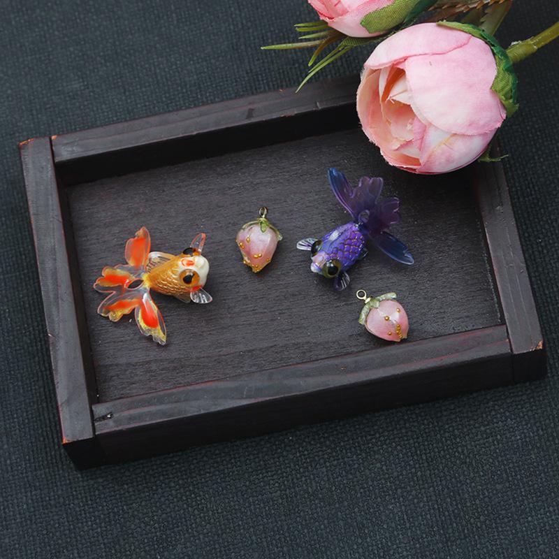 3D Strawberry Goldfish Resin Jewelry: Earrings, Pendants, Hairpins, Hair Clips, DIY Necklace & Bracelet Materials