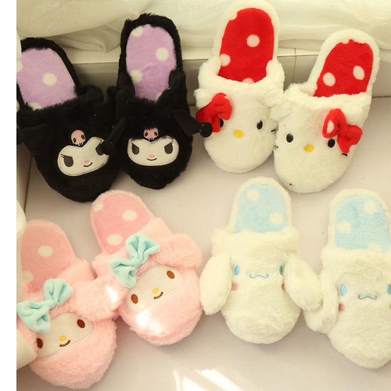 THEBEASTPIE Cinnamoroll and Kuromi Fluffy Room Shoes for Fall and Indoor and Bathroom Quiet and Cute Character Stylish Gift Slippers, Winter, Use,