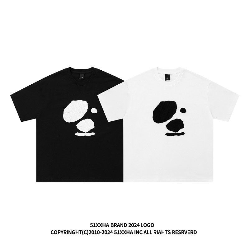 White Loose Short Sleeve T-shirt Baby Boy and Girl Summer New Arrival Puppy Printed Casual round Neck Couple Niche Style Chic Tops