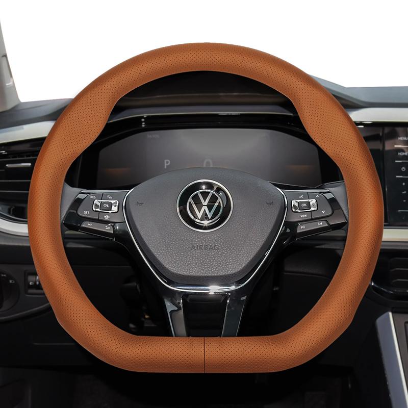Für Volkswagen Runde D-förmige Lenkradabdeckung VW Polo Golf 4 5 6 7 Up Gol Passat B8 B7 CC Touran Tiguan T-Roc Touareg ID3