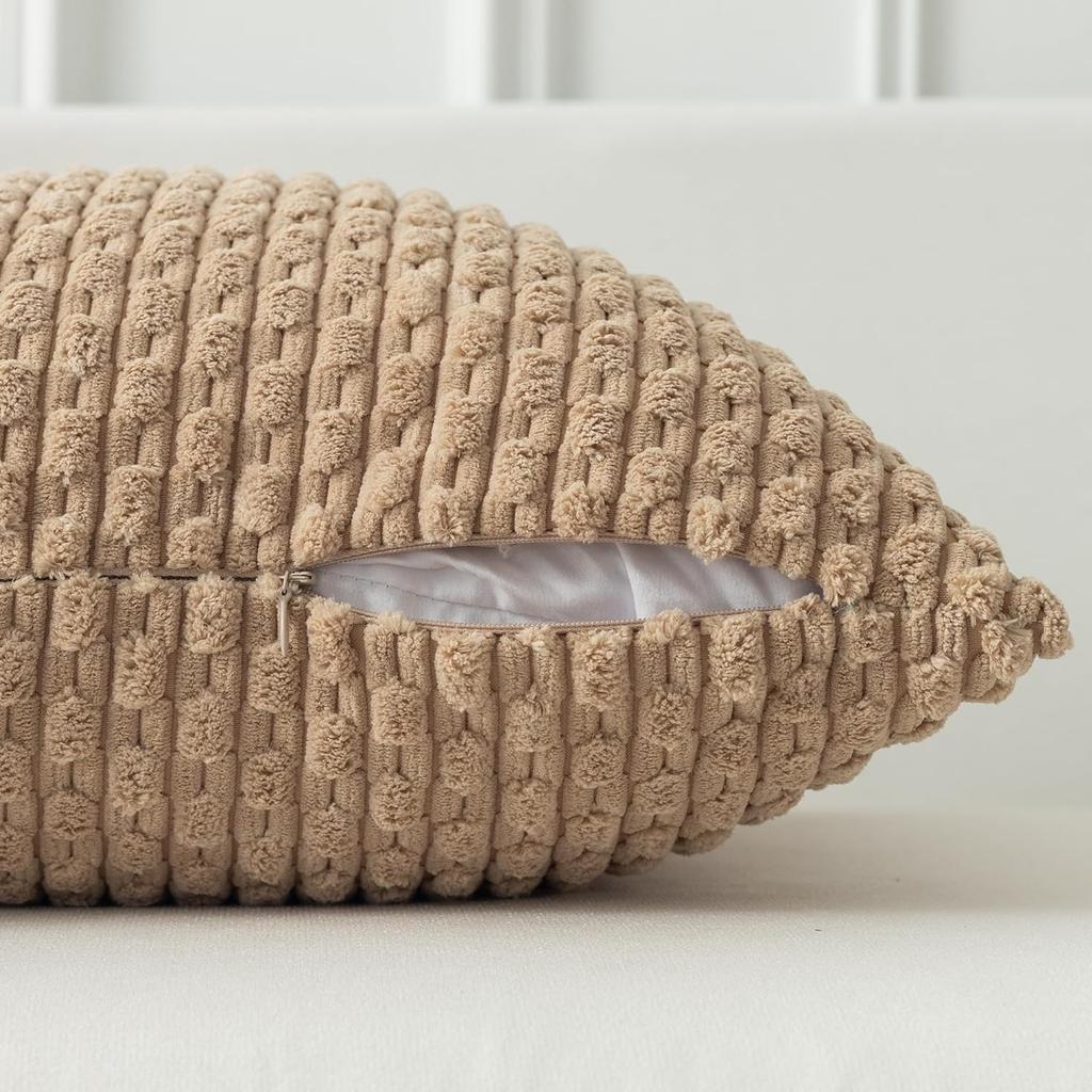 40/45/55x55cm Cushion Cover Corduroy Pillowcase Khaki Striped Pillow Cover for Sofa Couch Living Room Bed Large Size Home Decor
