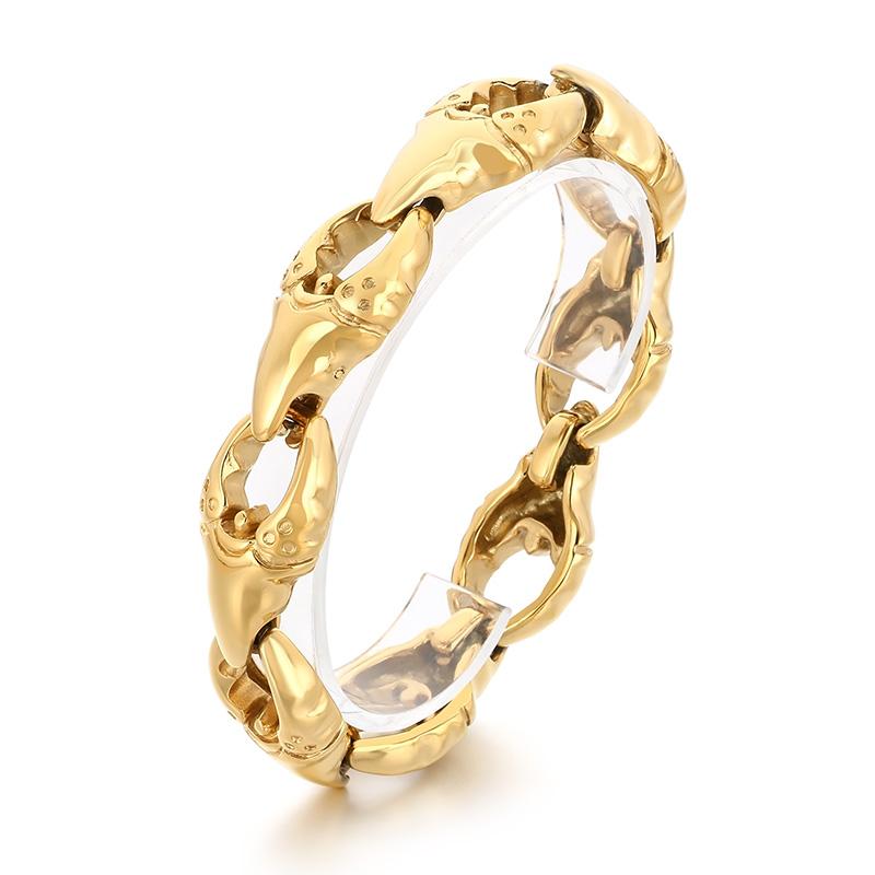 

18mm Solid Stainless Steel Crab Claw Bracelet Men‘s Distinctive Polished Gold Color Jewelry Kpop Demon Hunter Accessories 23cm