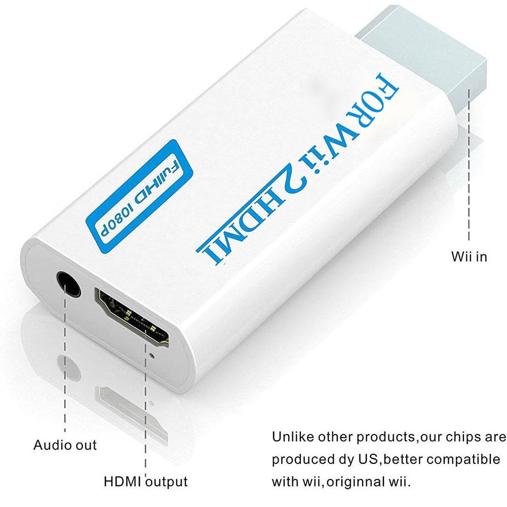 Full HD HDMI-Compatible Adapter For Wii Console Converter with 3.5mm Jack Audio Video Cable 720P For PC HDTV Monitor Display