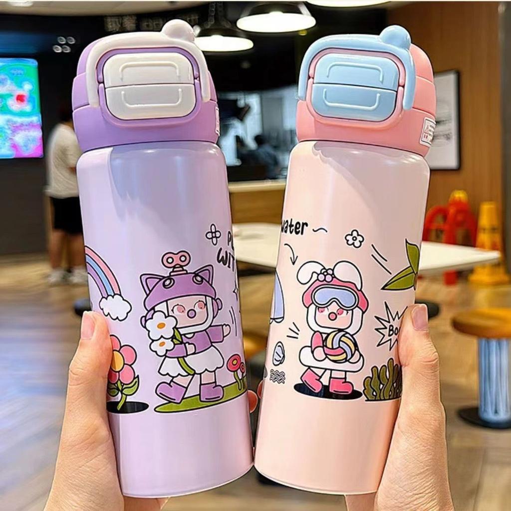 Water bottle thermos cup student adult stainless steel cover cup food grade portable sealed water cup bounce cup outdoor