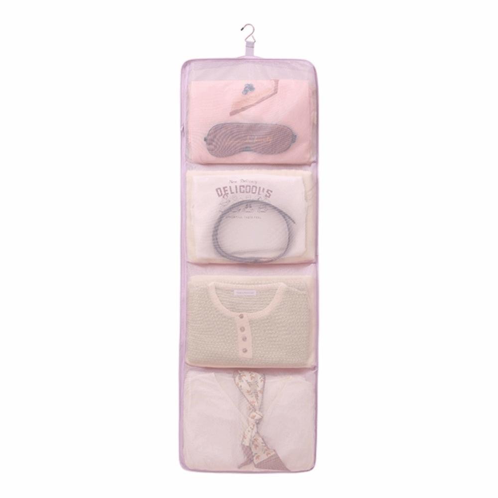 Foldable Hanging Clothes Organizer Mesh Pockets Wardrobe Organizer Closet Organization