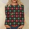Women's Fashion Casual Long Sleeve  Print Round Neck Top