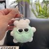 Fluffy Pom Pom Keychain with Knit Hat and Sunglasses Soft Plush Ball Charm Bag Pendant Accessory for Car Keys and Backpacks
