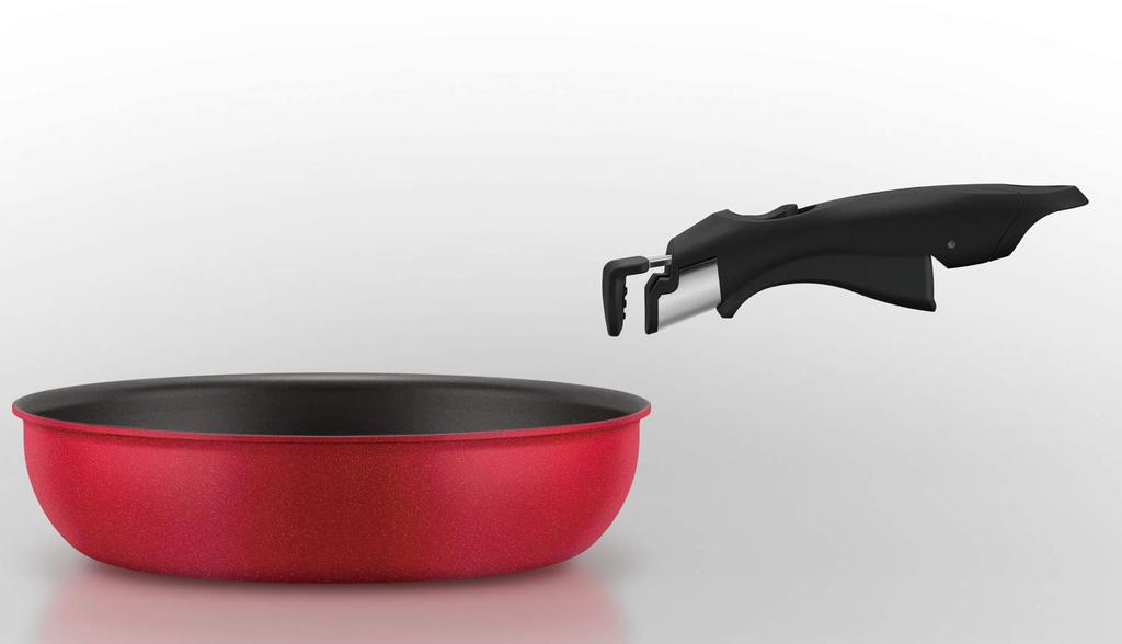 Thermos Durable Series 5-Piece Detachable Handle Frying Pan Set, AA, Red, Induction Compatible, KSA-5A R