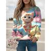 2025 Fashion Women's Cute Cat Graphic Sweatshirt 3D Printed O-Neck Long Sleeve Tops Women's Apparel Y2K Streetwear Fall Pullover