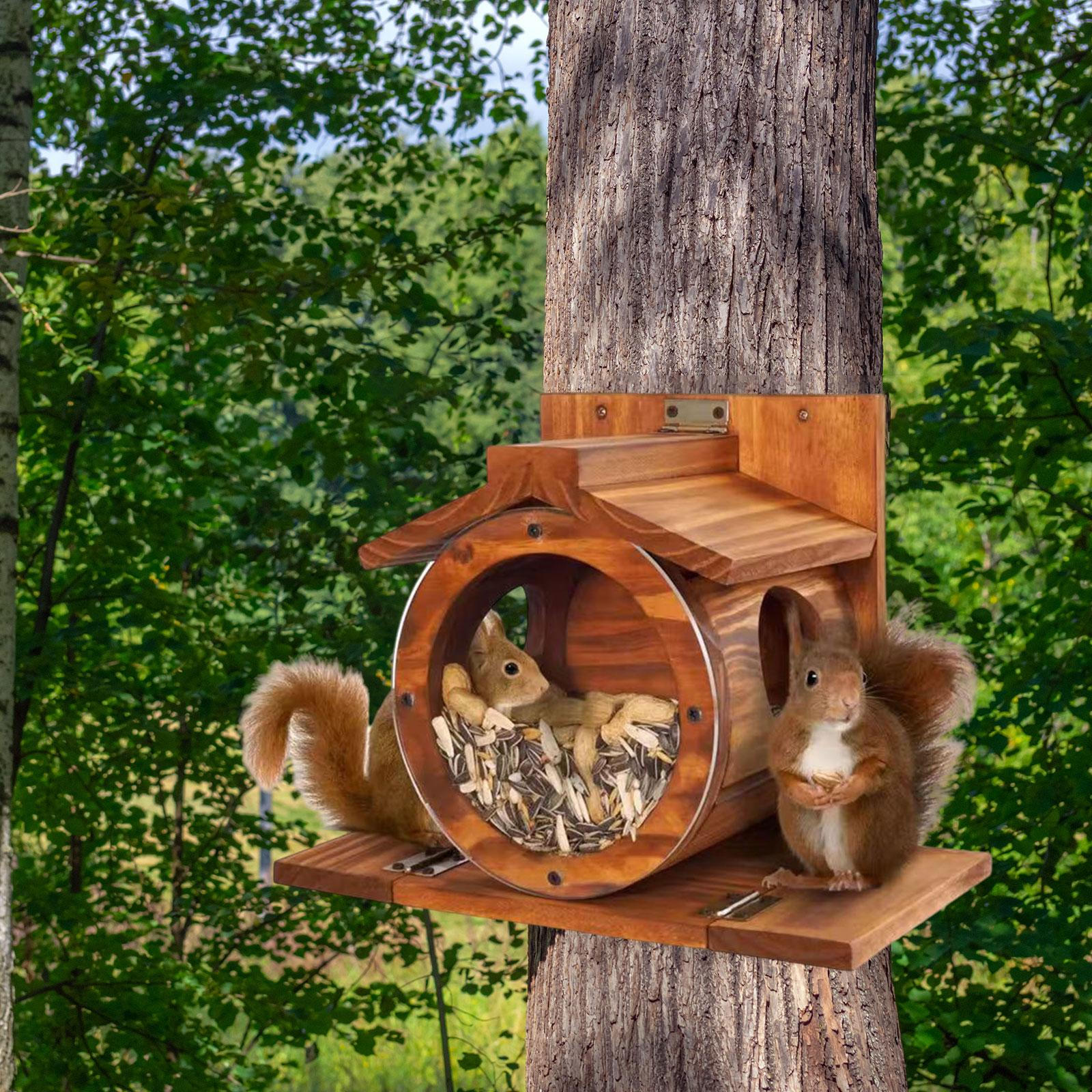 

Деревянная кормушка для белок, станция для кормления животных, легко заполняемый домик для бурундуков для двора
