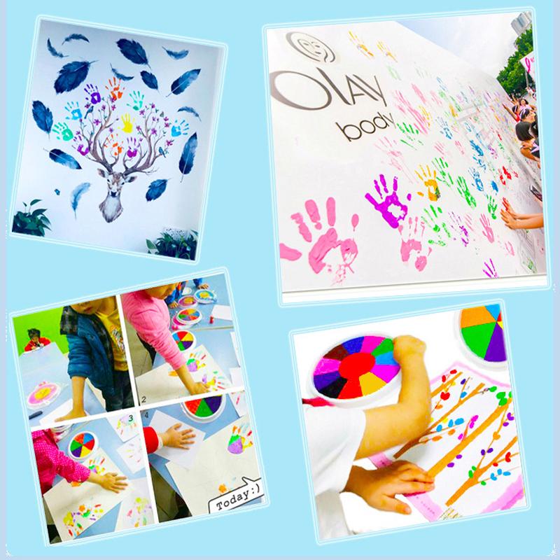 6 Colors Ink Pad Stamp DIY Finger Painting Craft Cardmaking For Kids Montessori Drawing Baby Toys