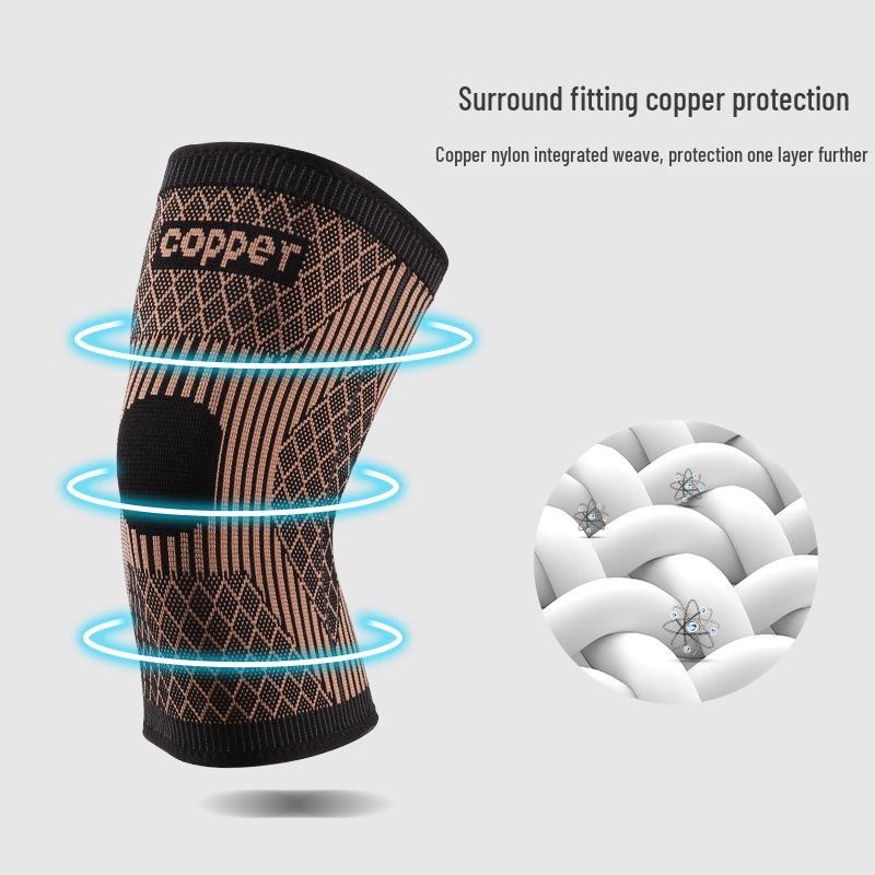 Copper Fiber Nylon Knitted Knee Support – Breathable, Anti-Slip for Cycling, Basketball, Mountaineering, and Badminton Sports.