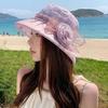 Folding Thin Bow Sunshade Cap Breathable Sunscreen Basin Hat Floral Fisherman Hat  Outdoor
