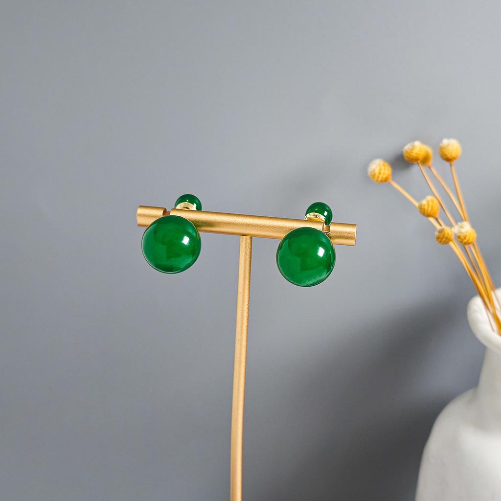 Imitation Jade Drop Oil Beaded Earrings Retro Water Drop Fringed Earrings Simple Hanfu Accessories Women