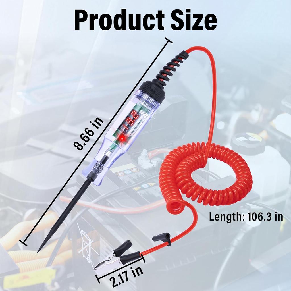 Test Light Automotive, 5-90V DC Test Light With Voltmeter, Bidirectional Car Fuse Tester With Voltage Display, Digital LED Circuit Tester With