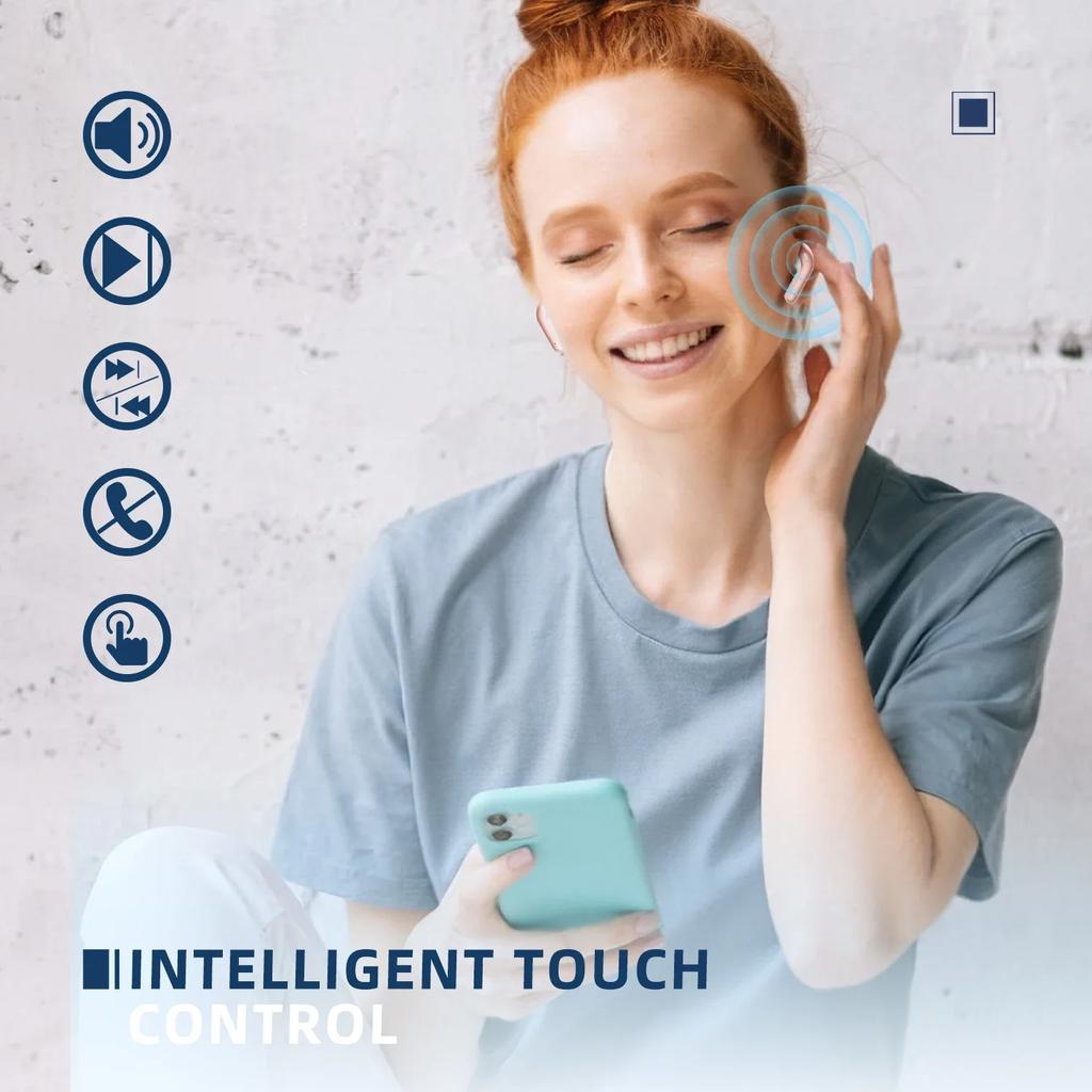 TWS 2 Channel In Ear Headphones Wireless with Noise Cancellation IPX7 Waterproof AI Translation and Rich Sound Quality