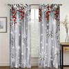 Set Of 2 Jit Snowflake Berries Printing Curtain Polyester Drapes Winter Christmas Window Decor Home Dec With Rod Pocket Blackout